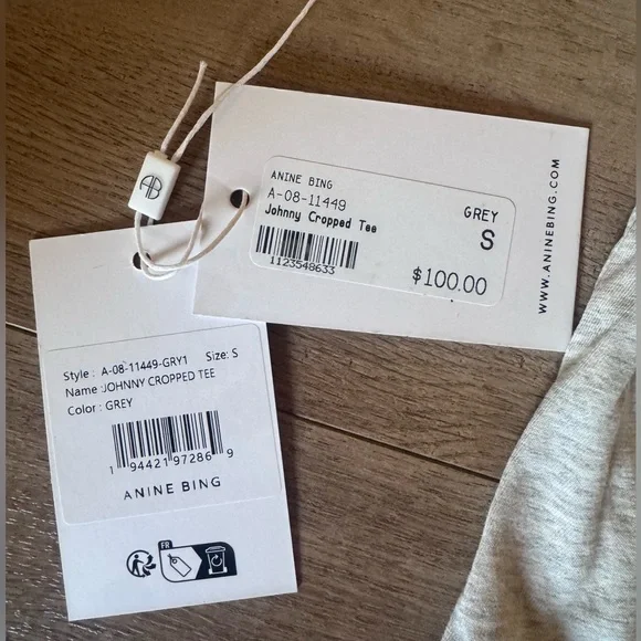 Anine Bing Women's Distressed cropped Johnny Tee - Picture 8 of 8